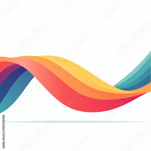 Abstract Colorful Wavy Ribbon on White Background