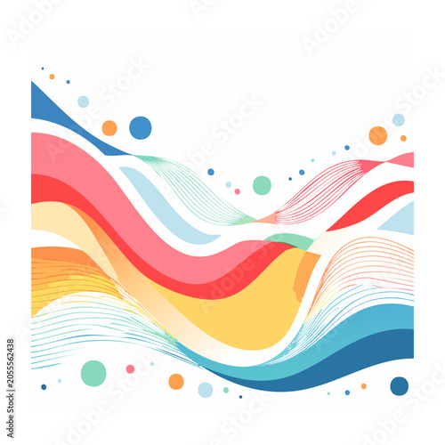 Abstract colorful wavy lines and dots