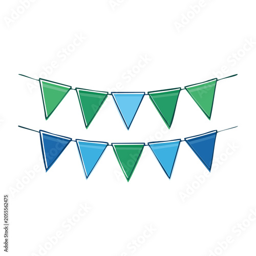 Blue and green bunting flat design