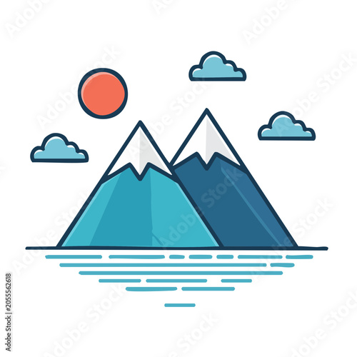 Flat Design Mountain Landscape Vector