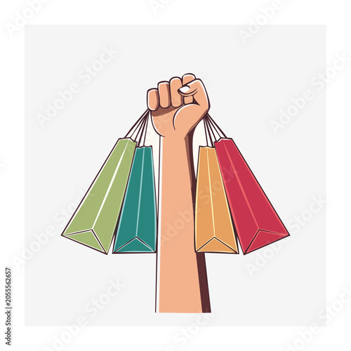 Hand holding colorful folders flat design
