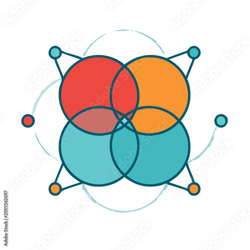 Intersecting Circles Flat Design Vector
