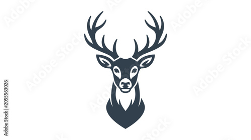 Foto Majestic stag deer head with large antlers logo.