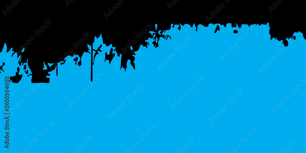 Fototapeta premium Industrial Cyan Blue Banner Template with Heavy Black Top Grunge Border
