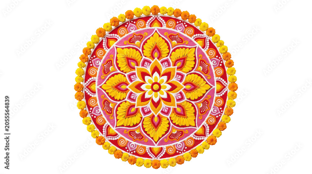 Fototapeta premium Colorful indian rangoli design isolated on transparent background