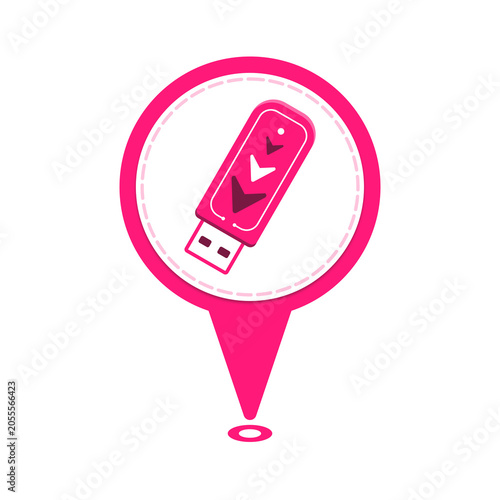 pink cute usb flash drive location pin icon