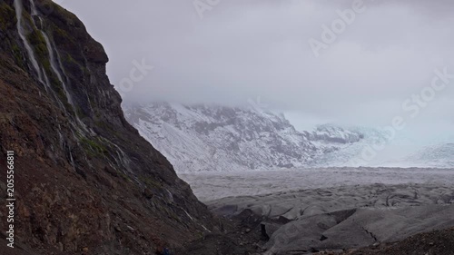 Moody views of Jokulsarlon glacier and mountains in Iceland
