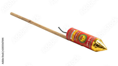 Diwali rocket firecracker isolated on transparent background