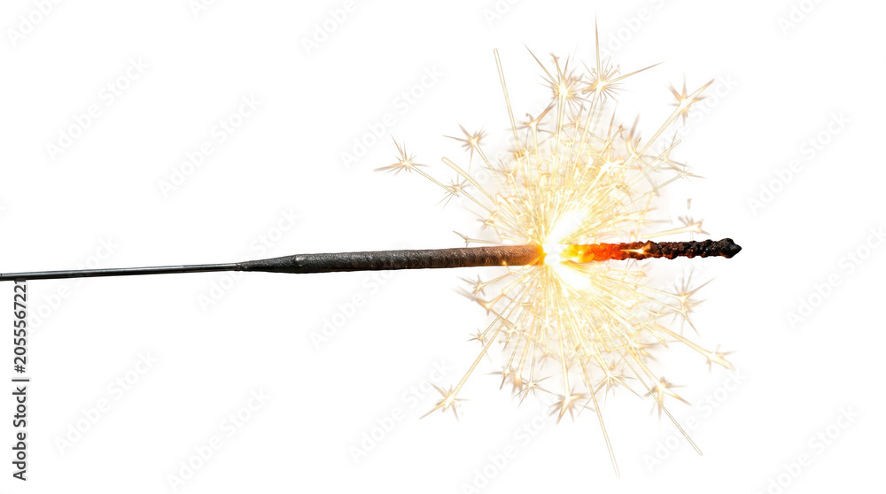 Fototapeta premium Burning sparkler isolated on transparent background