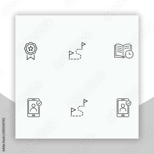 Minimalist outline icon set representing career development education progress and milestones