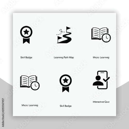 Collection of Professional Education and Skill Development Icons for Digital Learning Platforms