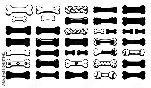 Photos Different dog bones collection vector illustration pet treat set isolated on whi