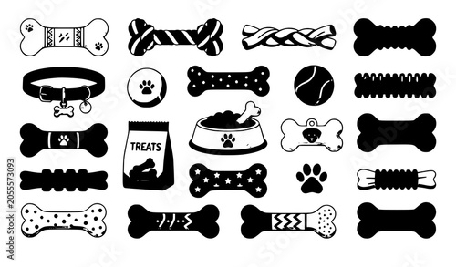 Bild auf Leinwand Decorative dog bones vector illustration canine treat collection isolated on whi