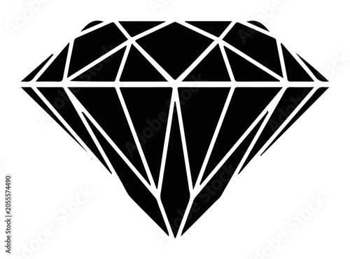 Tableau sur toile Black diamond silhouette a faceted gemstone icon for luxury wealth and preciousn