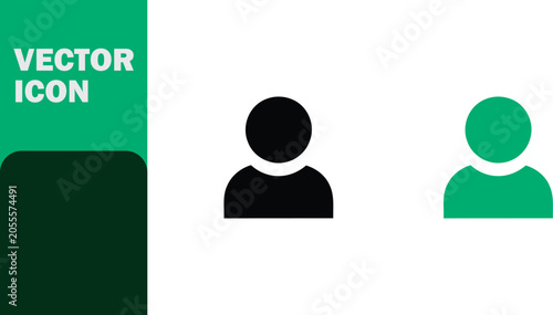 Minimalist black and green user profile person avatar icons