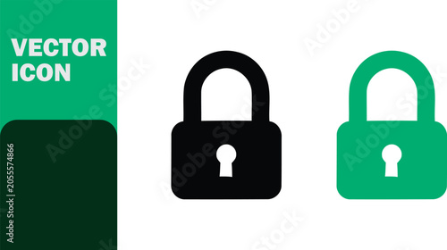 Minimalist digital padlock icon set for security and web design