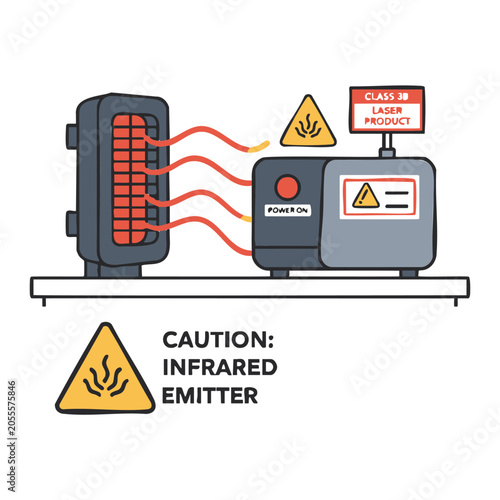 Canvas Print Warning label for powerful infrared laser emitter unit.