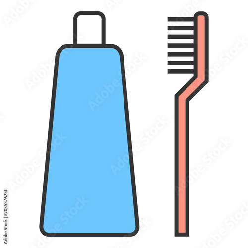 toothpaste and toothbrush icon