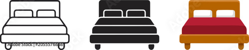 Foto Three styles of double bed icon set
