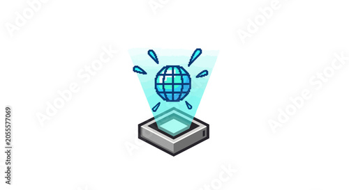 Globe Emerging from Digital Device Screen.