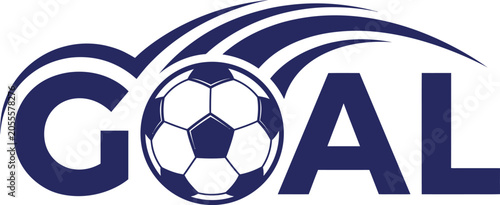 Fotografie Soccer goal logo with stylized football and motion lines