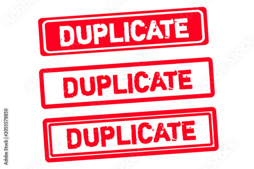 Foto Duplicate Grunge Rubber Stamp Vector Set – Red Distressed Duplicate Badge, Offic