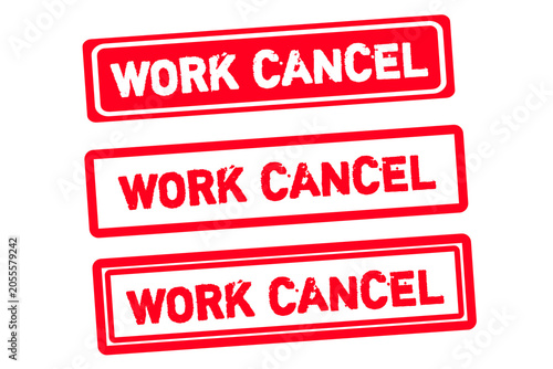 Photos Work Cancel Grunge Rubber Stamp Vector Set – Red Distressed Work Cancel Badge, C