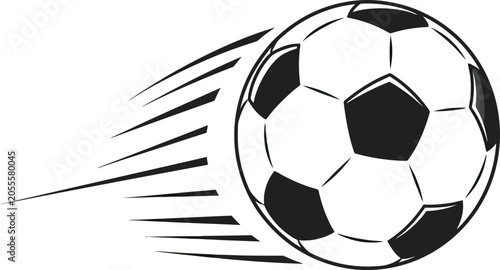 Soccer ball in motion with speed lines