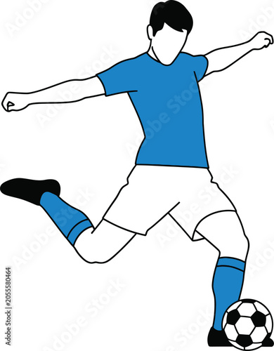 Vector illustration of a soccer player kicking a ball