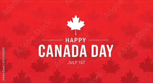 Happy Canada Day Celebration with Maple Leaf Pattern Background