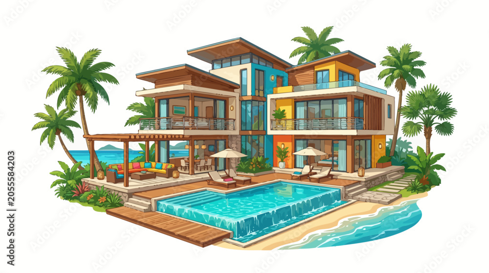 Fototapeta premium Luxury Modern Tropical Beach House.