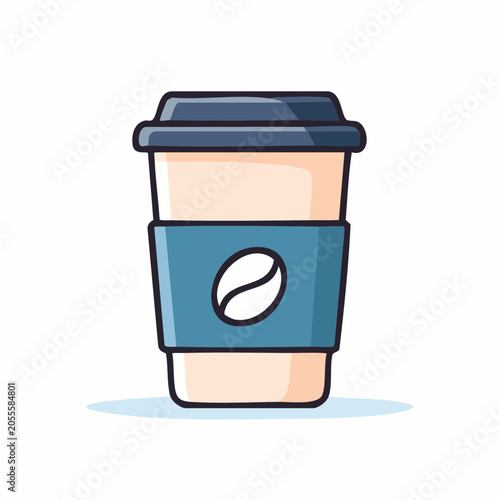 Cartoon Coffee Cup with Coffee Bean Icon