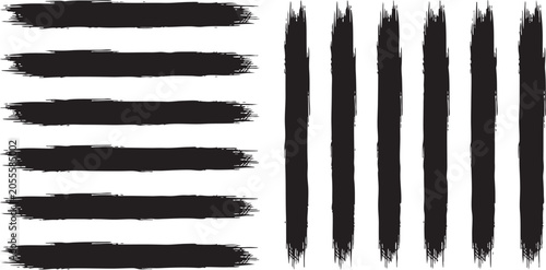 Black brush stroke stripes pattern on white background