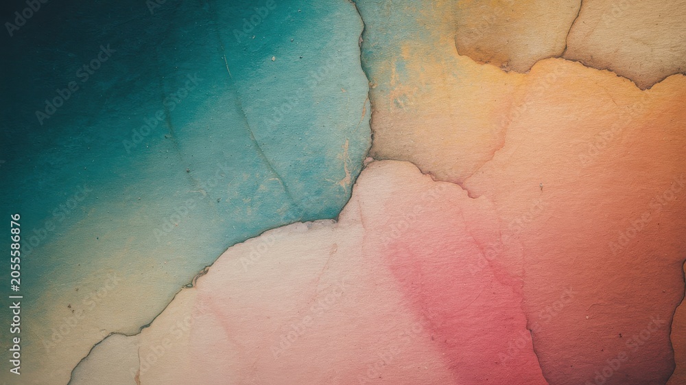 Fototapeta premium Abstract watercolor blend with smooth pastel colors and cracked paint effect