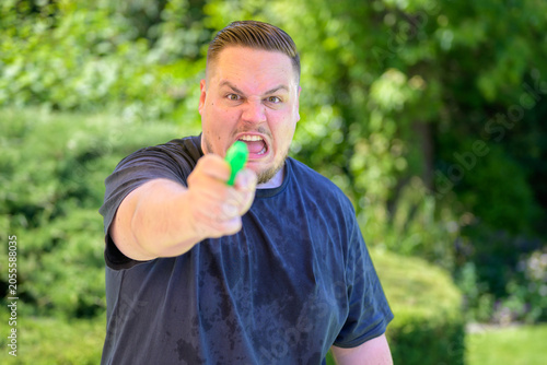 Slika na platnu Enraged Man Summer Water Fight