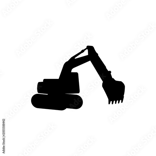Excavator Silhouette Vector Illustration – Heavy Construction Equipment Icon for Industrial Design