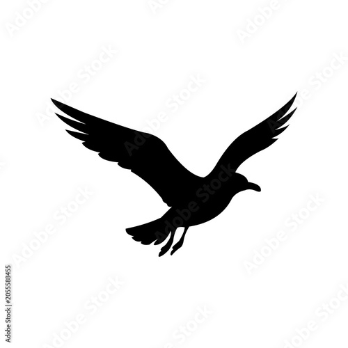Black Eagle Silhouette Vector on White Background | Flying Bird Logo Design for Print and Tote Bag