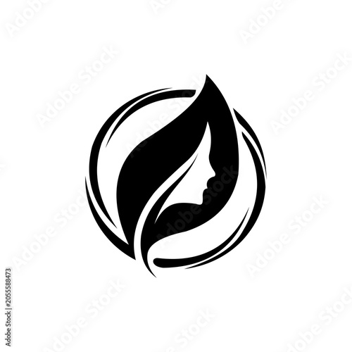 Abstract Beauty Leaf Woman Face Logo Vector Design for Tote Bag Print