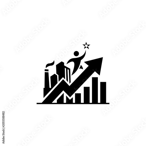 Business Growth Chart Vector Icon, Success and Financial Progress Symbol for Tote Bag and Marketing Design