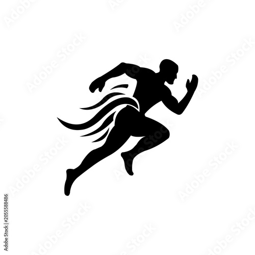 Running Athlete Silhouette Vector Illustration Isolated on White Background