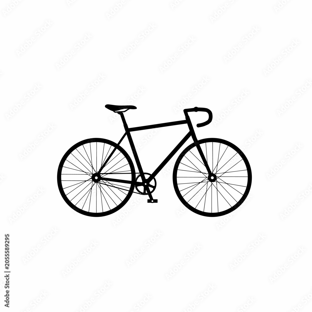 Fototapeta premium Black bicycle silhouette on white background