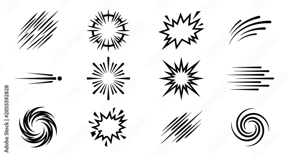 Obraz premium Collection of various comic book effect icons.