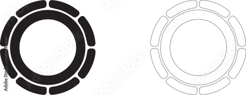 Bild auf Leinwand Car tire vector icon, vehicle wheel symbol, tread pressure sensor and commercial fleet maintenance