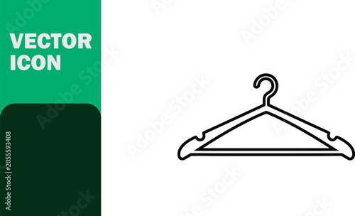 Minimalist black clothing hanger icon isolated on white background