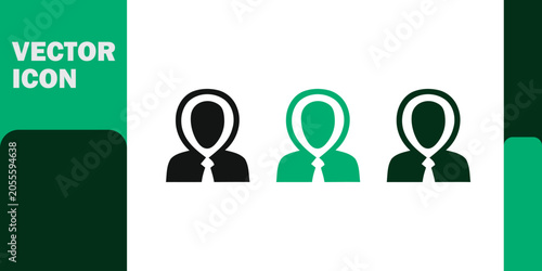 Minimalist avatar icons depicting anonymous professional users in suits
