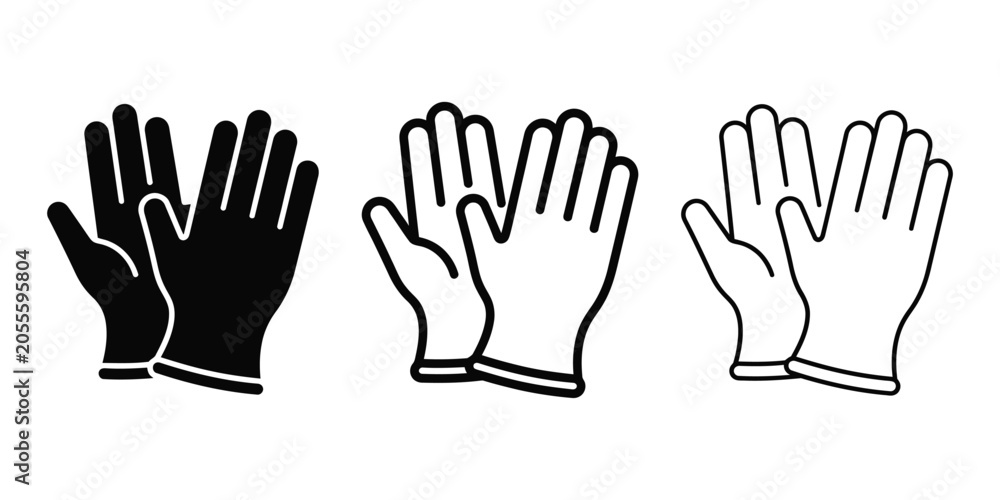 Fototapeta premium Gloves icon silhouette vector outline and line art
