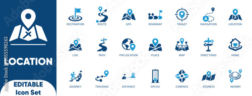 Schilderij op canvas Location icon set