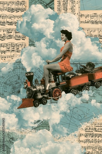 Conceptual analog collage in mid-century retro-futurism
