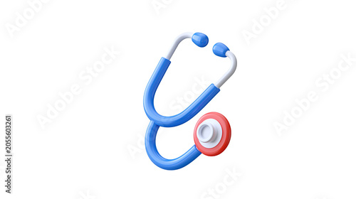 Clean modern 3D stethoscope icon with glossy minimal design in studio lighting sharp focus centered composition