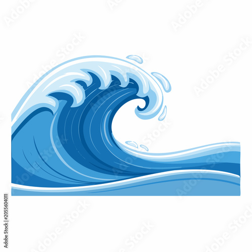 Stylized Blue Ocean Wave